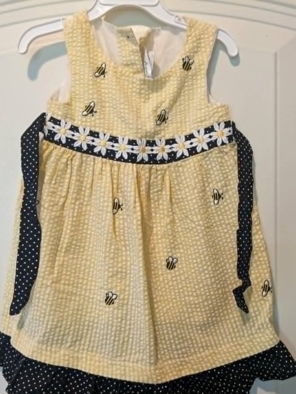 Emily Rose yellow Gingham Sundress with Bees and Daisies - 3T - EUC